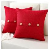 New FUTEI Red Linen Decorative Throw Pillow