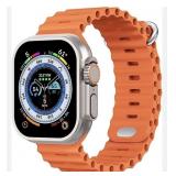 Large Smart Watch with Orange Band, Perfect for