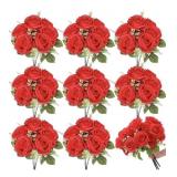 Zeyune 8 Bunches 17.3" Artificial Silk Rose