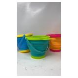 Like new (3) folding buckets for beach days, lake