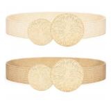New WERFORU 2 Pack Women Straw Woven Elastic