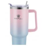 40 oz Tumbler with Handle and Straw Lid, 100%