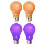 4 Pack A19 LED Purple Light Bulb LED Orange Light