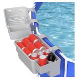 Poolside Storage Basket with Cup Holder & Hooks,