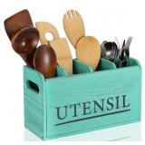 Yoande Teal Kitchen Utensil Holder Rustic Large