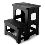 Folding 2-Step Stool, 8" 17" Non-Slip Collapsible
