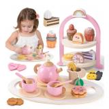 Atoylink Wooden Tea Party Set for Little Girls