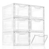 6 Pack Stackable Storage Bins with lids, 19Qt