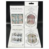 New 4 Sets of Press On Nails for Women, Various
