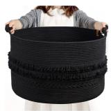 Extra Large Black Laundry Basket, Rope Storage