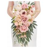 Serwalin 10 Inch Wedding Bouquets for Bride, Pink