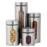 PENGKE Canisters Set,4 Piece Silver Stainless