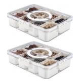 2 Pcs Snackle Box Charcuterie Container, Divided