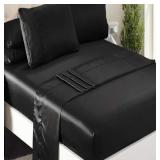 Niagara Twin Black Bed Sheet Set 2 Pieces Silky