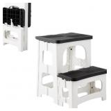 2-Step Stool, 8" 17" Non-Slip Collapsible Stools,