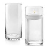 Set of 2 Glass Cylinder Vases 10 Inch Tall X 5