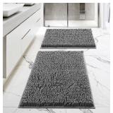 Dark Grey Bathroom Rugs 2 Piece Set - 17" x 24" +