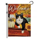 New Lot Of 2 Fall Cat Garden Flag Cat Autumn