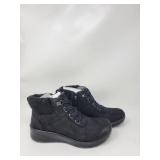 Fuzzy Ankle Black Boots Size 6 New Out Of