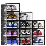 New 12 Pack Shoe Storage Bins, Clear Plastic