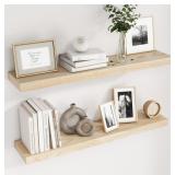 Natural Wood Floating Shelves, 36 Inch Wood