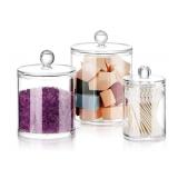 New Plastic Apothecary Jars with Lid Set, 3 Pack