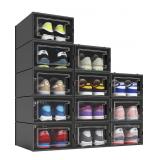 New 12 Pack Shoe Organizer Boxes, Black Plastic