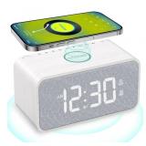 ANJANK Wooden Alarm Clock Radio with Bluetooth