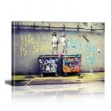 New Framed Banksy Canvas Wall Art Life Is Short