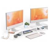 Rathsyme Dual Monitor Stand 3 Shelf Computer