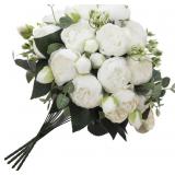 CRUGLA 4 Bundles White Peonies Artificial Flowers