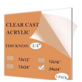 ( new) 24x24 Clear Cast Acrylic Sheet 1/4