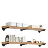 Industrial Pipe Wood Wall Shelf - 48" Real Wooden