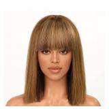 New 12 Inch Highlight Ombre Bob Wig with Bangs