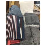 Lot of Blue sheets with two throw pillow covers,