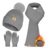 New LOROME Women Winter Beanie Hat Scarf Gloves