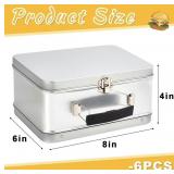 DIY Lunch Box Tin Retro 8 x 6 x 4 inches with