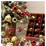 64 Pcs Christmas Ball Ornaments for Tree Glitter