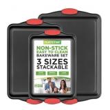 NutriChef 3-Piece Nonstick Kitchen Oven Baking