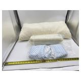 Lot of two plush pillows with cooling covers (one