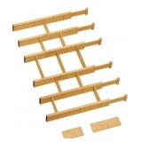 New Pack Bamboo Drawer Dividers with 12 Inserts,