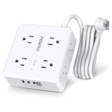 Surge Protector Power Strip - 6 Ft Flat Plug