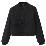 New size L Women Solid Jackets Coat With Pockets