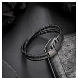 New murtoo Mens Bracelet Leather Braided, Brown
