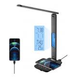 poukaran LED Desk Lamp with Wireless Charger, USB