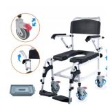 VEVOR Shower Commode Wheelchair with 4 Lockable