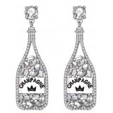 New Champagne Bottle Earrings Rhinestone Crystal