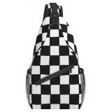 New Checkered Black White Sling Backpack