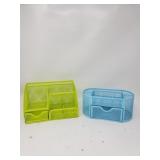 Lot Of 2 Desk Organizer Green/Blue