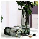 Lot of 2 Ins Modern Glass Vase Crystal Gray Glass